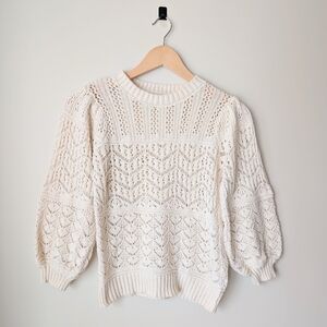 Sundance Cream Pointelle Knit Sweater